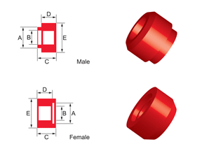 Bushing Type 6 - Male/female Interconnecting Bushing
